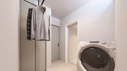 2.5 帖( 収納含む) の広々脱衣室