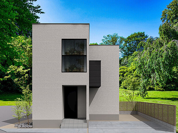 【参考プランC（外観パース）】間取りや内装はもちろんのこと、外観デザインでも決して手を抜きません。目で見て満足を感じられることも、住宅に必要な要素だと考えています。