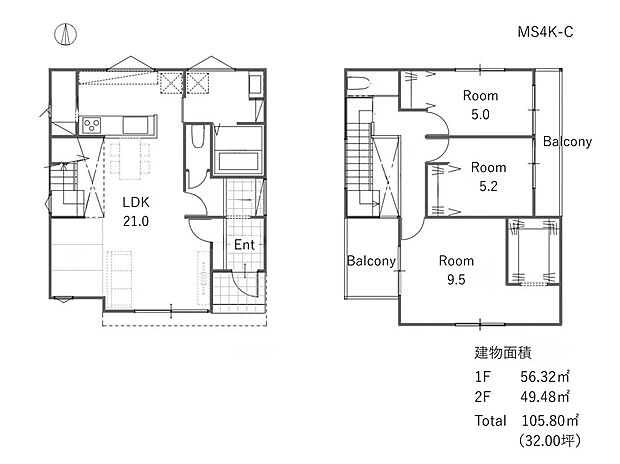 【静寂をまとうシンプルモダンの家】105.80m2（32.00坪）
『奥行き感を愉しんで住まう家』
総額：4160万円（土地・付帯・基本外構・消費税込み）