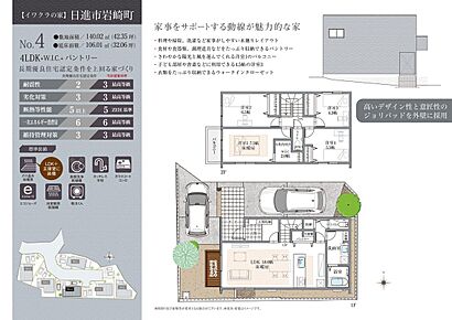 LDKは約18.0帖！リビング階段を採用しており、ご家族のコミュニケーションが円滑に◎リビング東側にはウッドデッキを設置することも可能です(オプション)。大容量のパントリーやWICなど収納も豊富です。 
