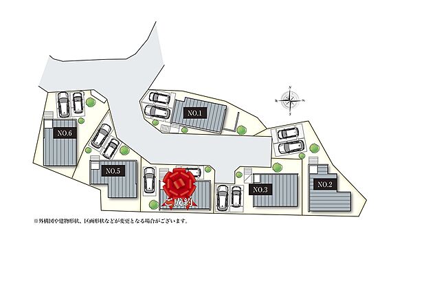 【【全体区画図】】周囲は落ち着きある閑静な住宅街でありながら、最寄りのスーパー「バロー日進岩崎店」まで徒歩9分(約710m)と、落ち着いた暮らしが叶う住環境です。