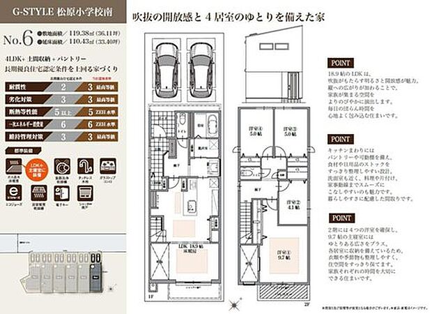 【4LDK】洗面室にキッチン横からアクセスできます。お料理の合間に洗濯機を回すなど、効率よく家事を進めることもできそうです。各洋室に収納を確保しているため、収納家具は最低限に居住スペースを広くご利用いただけます。