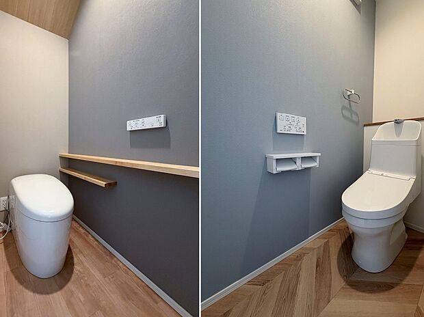 【施工例　トイレ】安心のＴＯＴＯ製トイレ。1階はタンクレストイレ、2階はウォシュレット付き、お手入れがラクラクしかも節水タイプ
