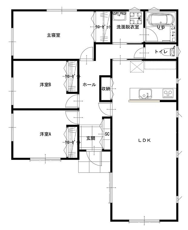 【3LDK】セットバック部分有(6.84m2)