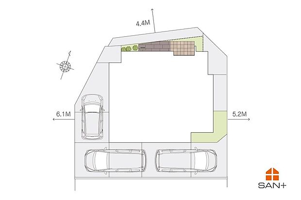 【間取図（平面図）】区画図　駐車スペース３台有！！