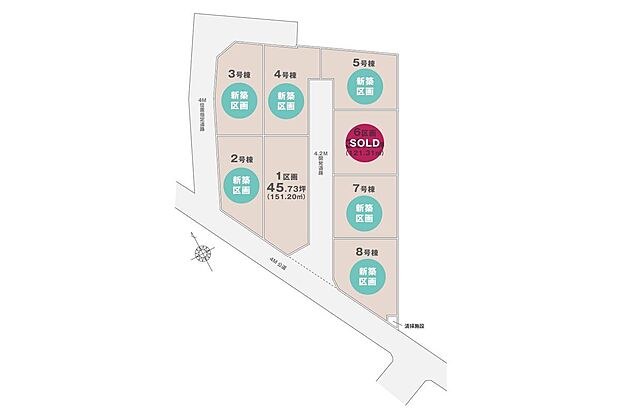 【間取図(平面図)】全体区画図 ※ご契約が進んでいる区画もございます。詳しくはお問い合わせ下さいませ。