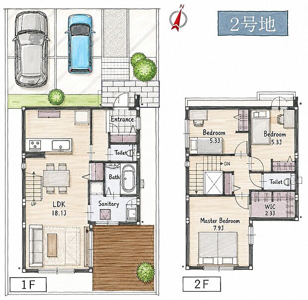 【3LDK】 WICなど、各居室に収納スペースをご用意！
水回りが集中しており、家事効率がアップします！