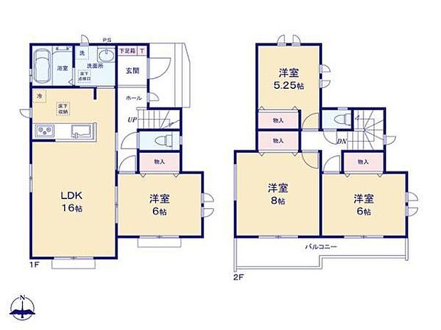 3490万円、4LDK、土地面積141.2m2、建物面積97.3m2 間取り図