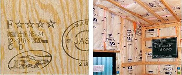 【シックハウス対策 】フローリングなどの建材には、有害物質の発散を抑えたJIS・JAS、または国土交通大臣認定規格で定められている最高ランクF☆☆☆☆（フォースター）を採用し暮らす方の健康に配慮しています。