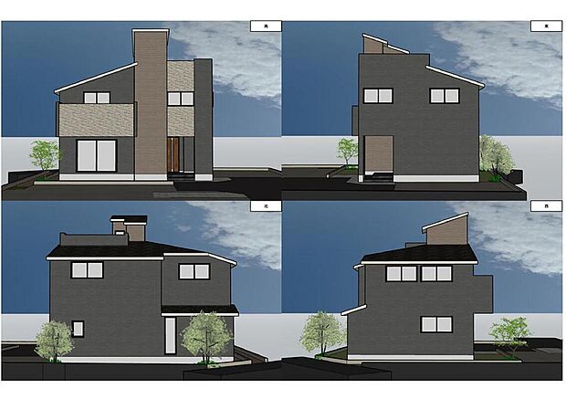 【完成予想図(外観)】１号棟　ダークな色合いの落着きある外観。