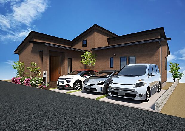 平屋モデルハウス外観パース