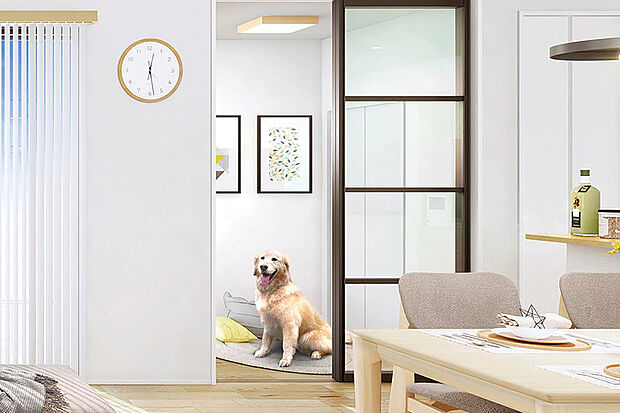 【【間仕切り壁対応】】予め下地を施しているため有償工事で建具を入れたり、ブラインドで簡易的な仕切りを設けられます。※号棟により採用状況が異なります。※詳細設計は各号棟の設計図書をご参照ください。