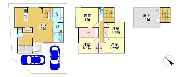 【1号地参考プラン】スカイバルコニー付4LDK　延床面積123.93m2(約37.48坪)建物価格2,850万(税込)