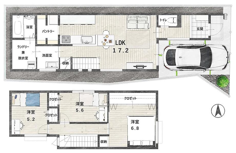 ３LDK、土地面積88m2、建物面積89.09m2、価格5480万円