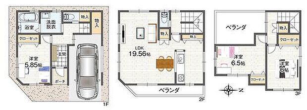 【建物プラン例】
穏やかな住宅地にて、1区画のみ販売開始!広々19帖超の2階LDK+セミビルトインガレージが可能な、整った形状の敷地です。ぜひお問い合わせください。