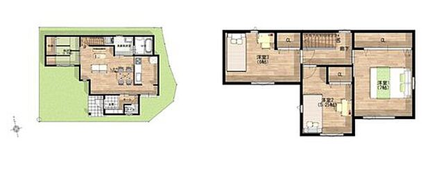 【【6号地・参考プラン図】】南東角地を活かした、明るく開放的な4LDKのプラン。/建物面積92.74m2※このプランは一例です。プランはお客様が自由に決定できます。《土地価格1507万円、建物価格1851.3万円、合計3358.3万円》