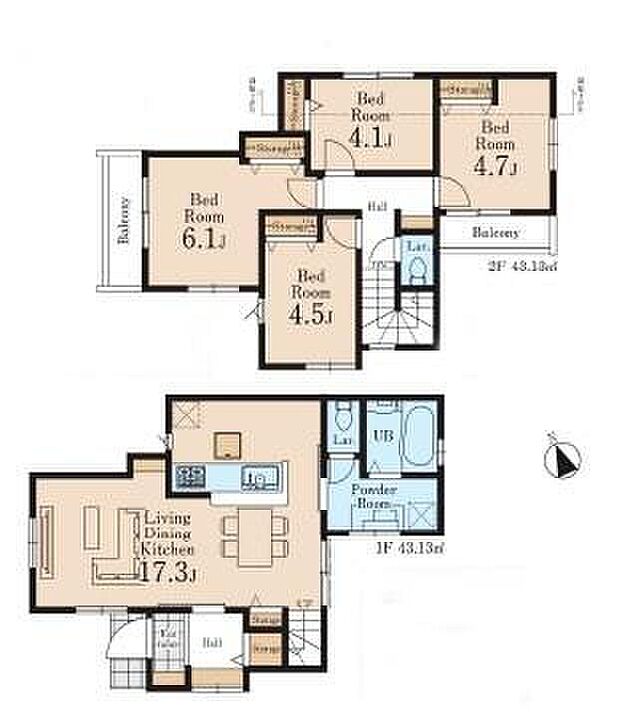 (1号棟)、価格6290万円、4LDK、土地面積108.15m2、建物面積86.26m2
