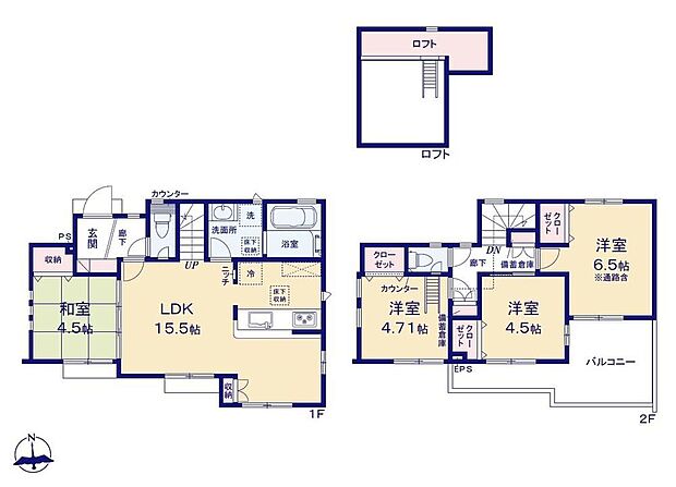 (１号棟)、価格5880万円、4LDK、土地面積106.04m2、建物面積85.64m2 