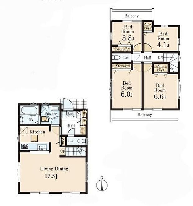 (1号棟)、価格6380万円、4LDK、土地面積110.63m2、建物面積87.48m2