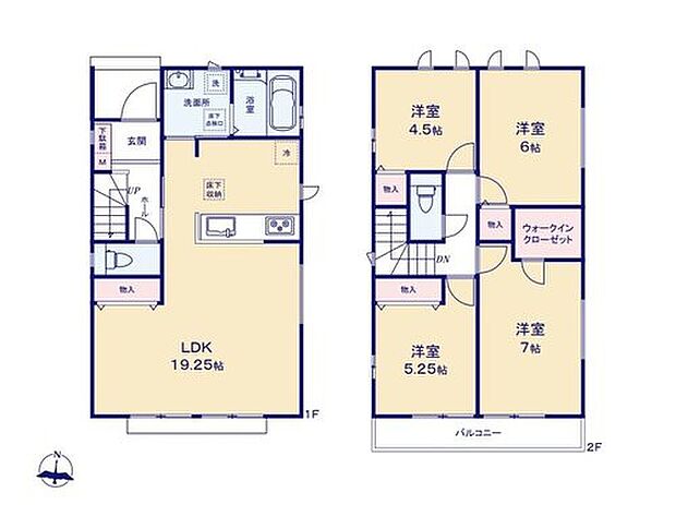 (B号棟)、4LDK、土地面積108.55m2、建物面積96.88m2