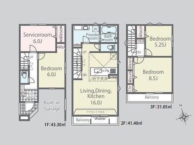 (1号棟)、価格6980万円、3LDK+S、土地面積74.34m2、建物面積115.75m2