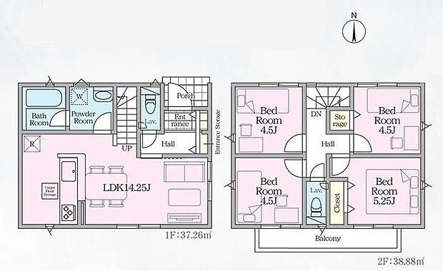 (4号棟)、価格6490万円、4LDK、土地面積98.14m2、建物面積76.14m2