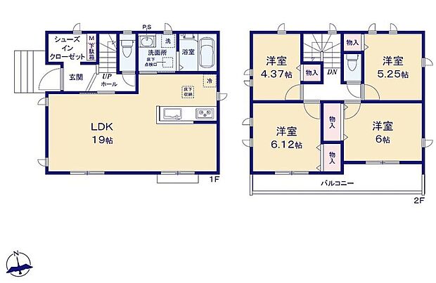 【4LDK】玄関横のシューズクロークには、お部屋には持って入りたくないアウトドア用品の収納も可能です!