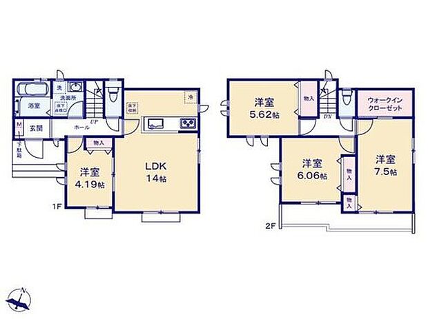 【4LDK】◇リビングに続く居室はお子様の遊び部屋や寛ぎスペースに◎
◇主寝室には収納力豊富なウォークインクローゼット完備♪
◇全居室収納完備でお部屋がスッキリ片付きます♪