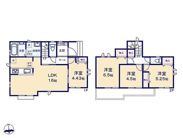 【4LDK】◇全居室南向きの陽光溢れるお住まい♪◇家事導線がスムーズな水回り集中設計!調理の合間にサッと洗濯を回せます♪◇2部屋から出入りできるバルコニーで洗濯やお布団干しも快適♪