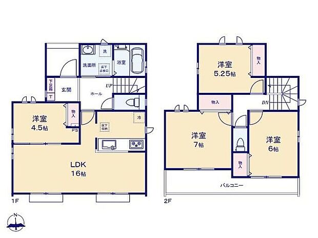 【4LDK】◇三面採光のLDKは、明るく心地よい空間を作り上げます♪◇用途自在な1階居室!リビングに続く扉を開放すると21帖超えの大空間へ♪◇2部屋から出入りできるバルコニーで洗濯やお布団干しも快適♪