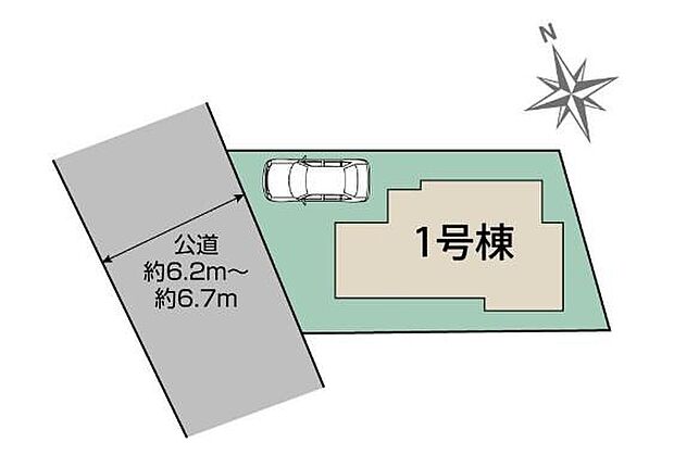 【全体区画図】前道が6mあるので、車庫入れが苦手な方でも安心して入れられます♪