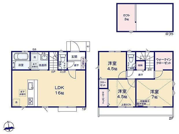 【3LDK】ご家族のコミュニケーションを育むリビング階段を採用しています☆収納も完備しているので、お部屋は美しい空間を保てますね！生活スタイルに合わせて自由に使えるロフト付き♪