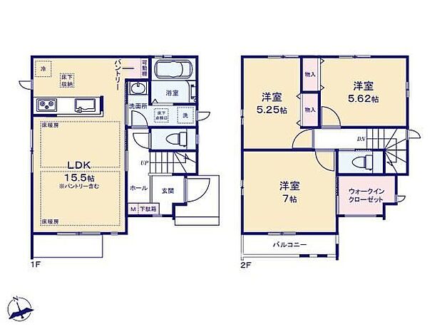 【4LDK】水周り集中設計で家事動線がスムーズ◎ゆとりあるウォークインクローゼット付き!対面式キッチン採用のリビングでご家族のコミュニケーションが増える間取り♪