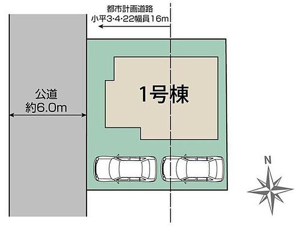 【区画図】車種により、カースペース2台分ございますので、家族分の自転車を駐輪したり、来客用の駐車スペースとしてもお使いいただけます♪