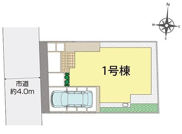 【全体区画図】お車から玄関までの距離が近いのでたくさんお買い物をした日も大丈夫♪雨の日も最小限の被害ですみます。
