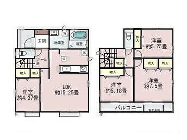 【4LDK】隣り合う居室を開放すれば、ひときわ広々とした空間になるリビングダイニング♪
家事動線を考えた住まいは、水回りの導線や豊富な収納など魅力がたくさん☆