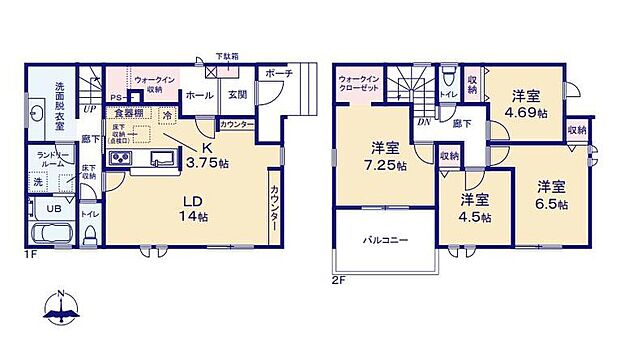 (1号棟)、価格2980万円、4LDK、土地面積137.22m2、建物面積107.65m2