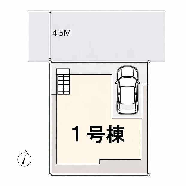 ≪全体区画図≫
陽射しに包まれる、明るい南向きの邸宅♪
カースペース1台分！