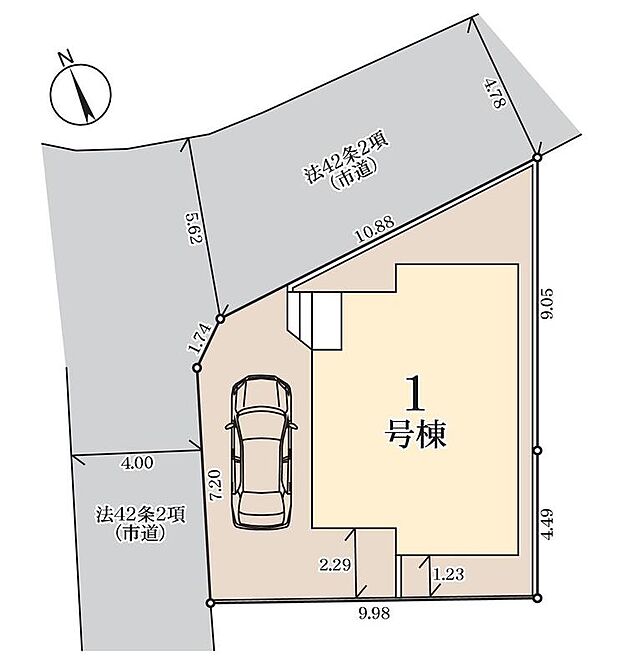 ≪全体区画図≫
開放感のある角地物件♪
カースペース1台分!