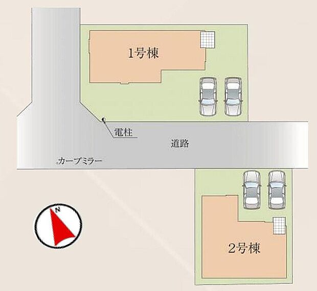 ≪全体区画図≫
駐車2台可能（車種による）！急な来客時や、ご家族の自転車スペースとしても大活躍♪