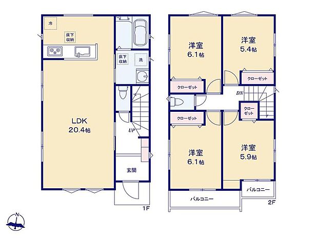 (1号棟)、価格4280万円、4LDK、土地面積99.03m2、建物面積97.7m2