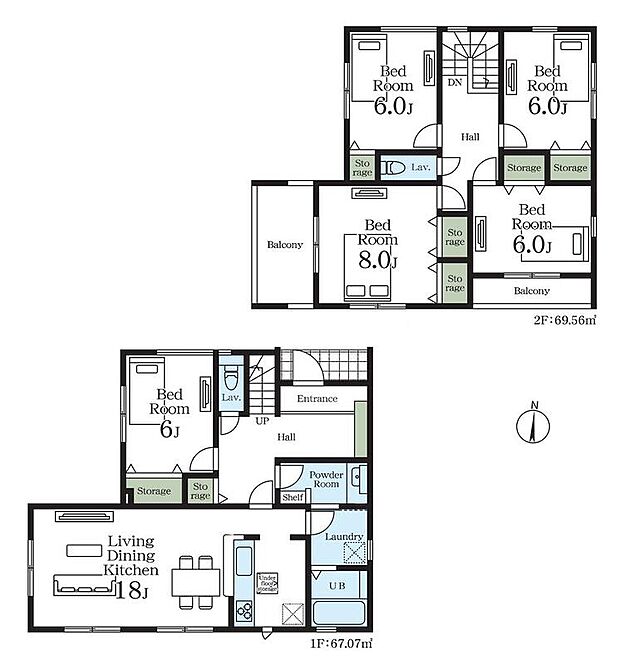 (1号棟)、価格5190万円、5LDK、土地面積204.07m2、建物面積136.63m2