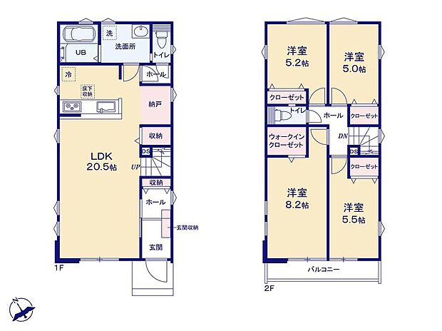 (1号棟)、価格5999万円、4LDK、土地面積126.82m2、建物面積104.74m2