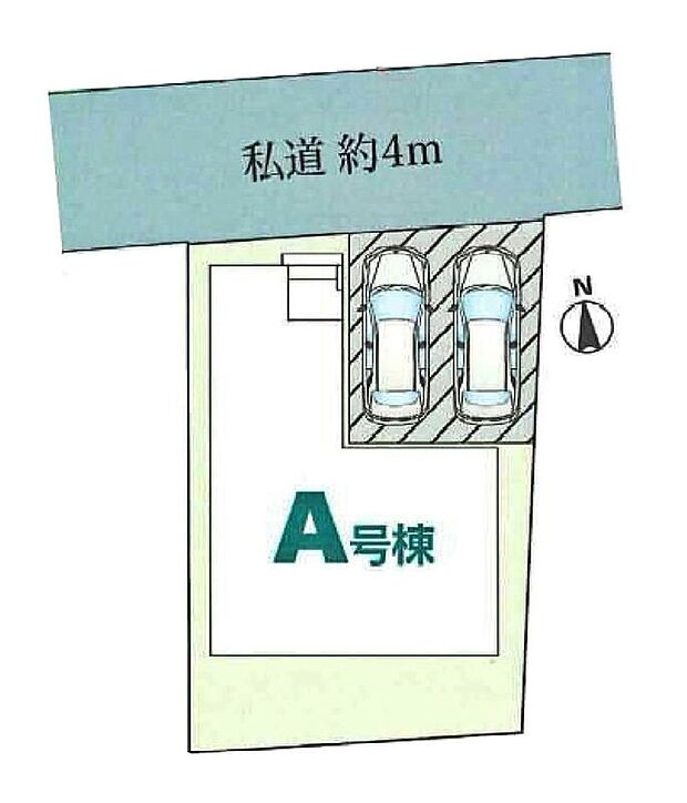 ≪全体区画図≫陽当たり良好南向きの邸宅♪駐車2台可能(車種による)!急な来客時や、ご家族の自転車スペースとしても大活躍♪