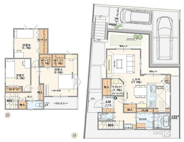 【3LDK】在宅ワーク等、便利に使えるワークコーナー付3LDKプラン♪
WICが2ヶ所、パントリー、リネン庫、LDK・ホール物入等、収納が充実しています！