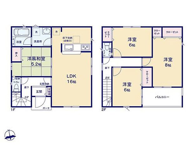 【4LDK】家事のしやすい水廻り集中設計、ホッとできる寛ぎの和室付きプラン♪
インナーバルコニーは急な雨でも安心です！