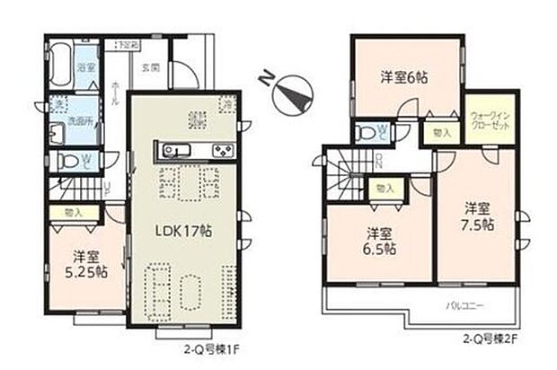 【4LDK】お掃除ラクラク全居室フローリングプラン♪
主寝室には収納力のあるWIC付きです！