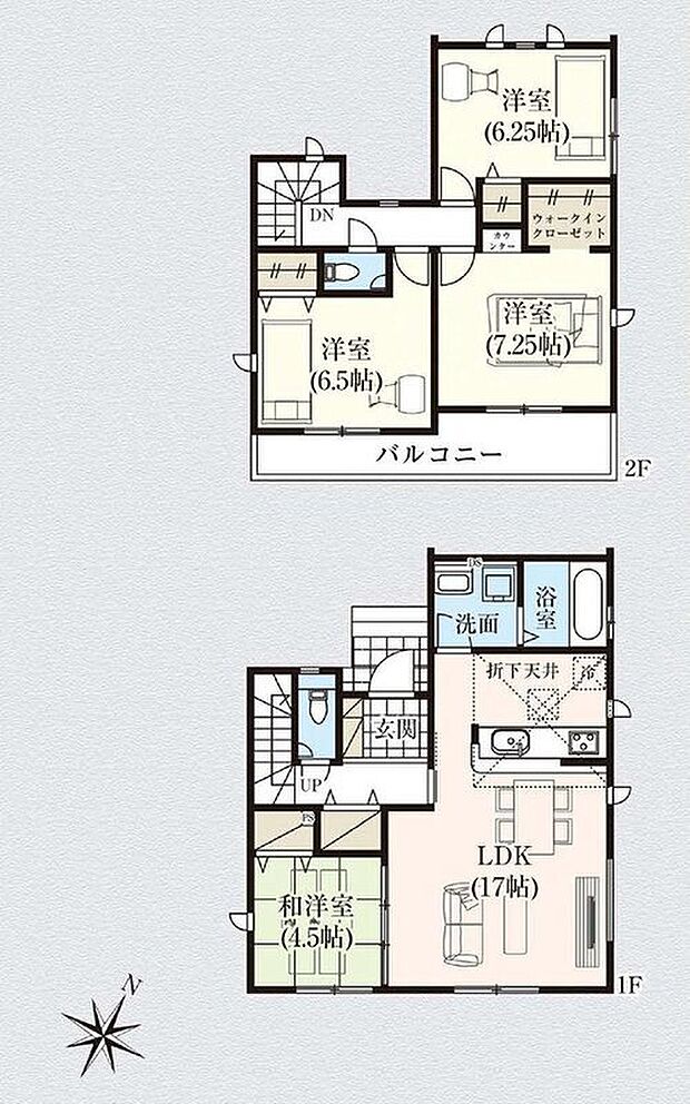 【4LDK】家事のしやすい水廻り集中設計、ホッとできる寛ぎの和洋室付きプラン♪
主寝室には、収納力のあるWICと、便利なカウンタースペースがあります！
