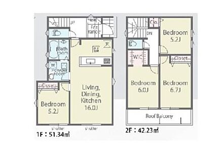 家事のしやすい水廻り集中設計、お掃除ラクラク全居室フローリングプラン♪
便利なWIC付き！ 