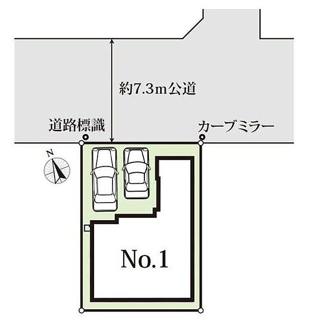 【全体区画図】駐車2台可能（車種による）！急な来客時や、ご家族の自転車スペースとしても大活躍♪